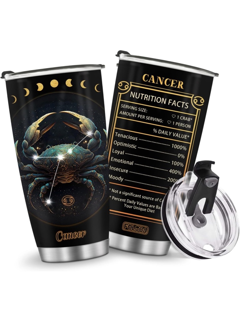 Cancer Zodiac Horoscope Insulated Stainless Steel Tumbler - Hot or Cold